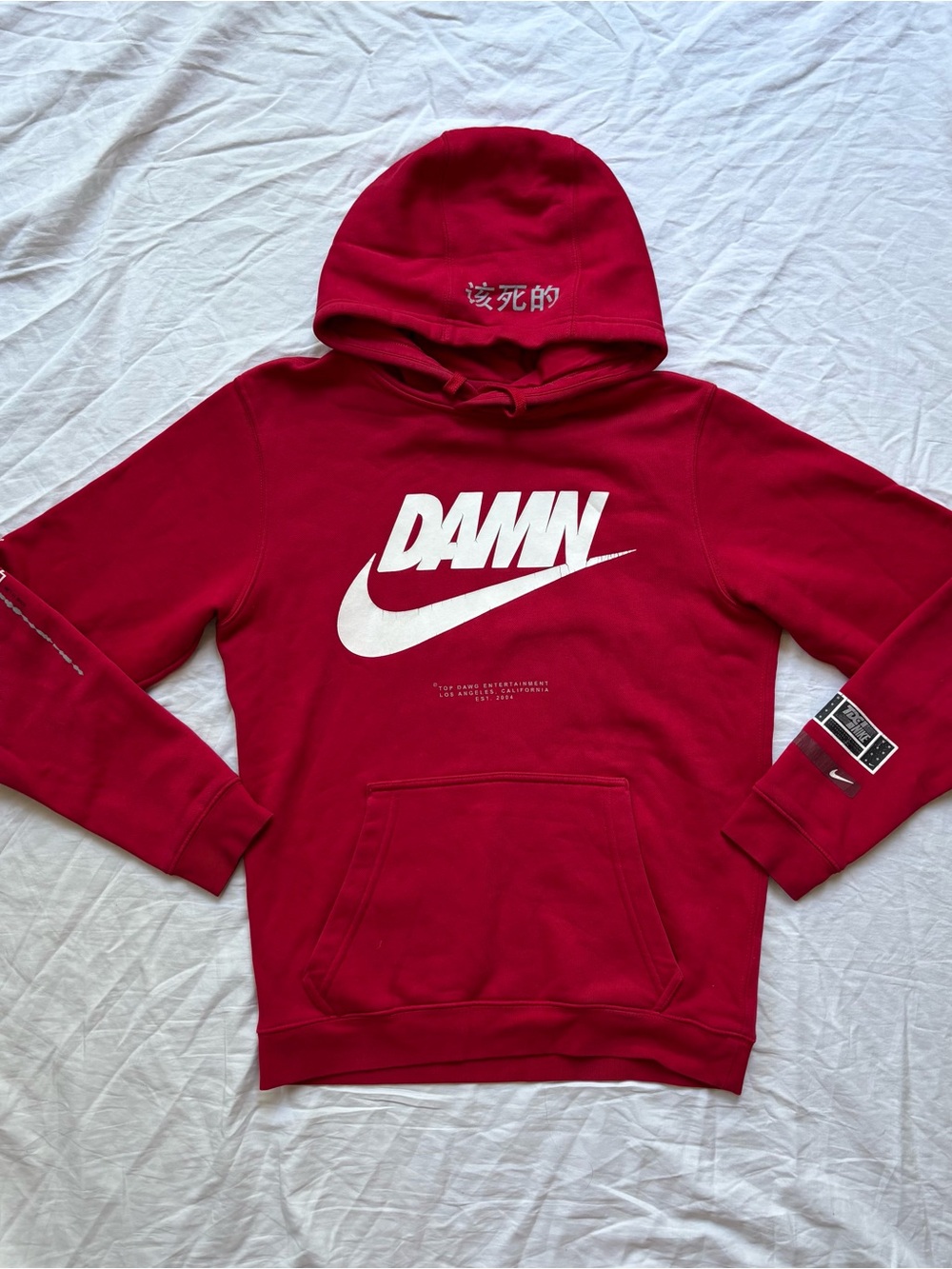 DAMN Kendrick Red Graphic Hoodie with Swoosh Logo - Nike Collaboration
